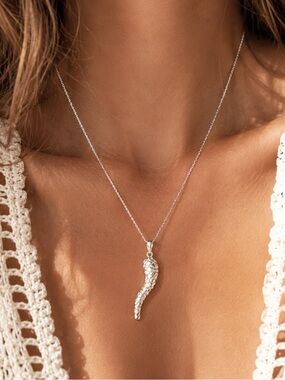 Silver Cornicello Necklace Italian Horn Lucky Charm Pendant